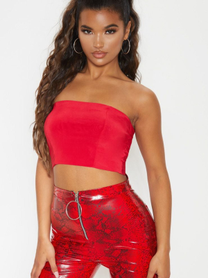 Helsa Red Slinky Bandeau Crop Top