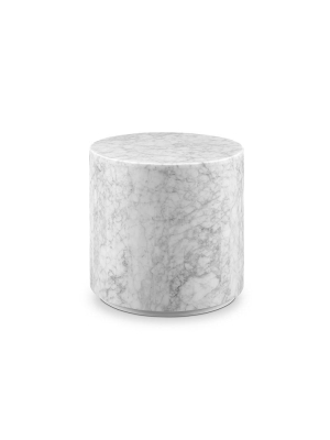 Carrara Marble Drum Side Table - Classico