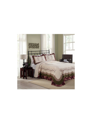 Modern Heirloom Brooke Bedspread Ivory/green