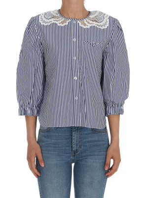 Self-portrait Embroidered Stripe Blouse