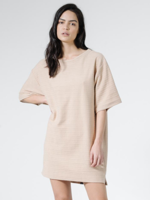 Terry Slouch Tee Dress - Almond