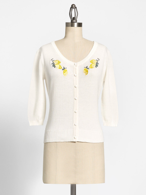 Modcloth X Collectif Sippin' Lemonade Embroidered Cardigan