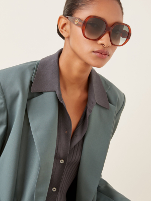 Oversized Round-frame Acetate Sunglasses