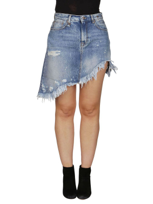 R13 Asymmetric Mini Denim Skirt