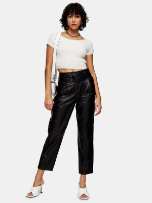 **black Leather Peg Pants