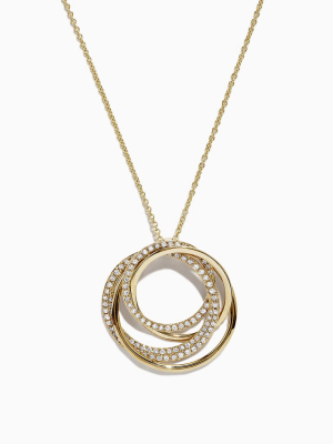 Effy D'oro 14k Yellow Gold Diamond Circles Pendant, 0.41 Tcw