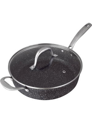 Masterpan 5qt Non-stick Cast Aluminum Sauce Pan With Glass Lid Black