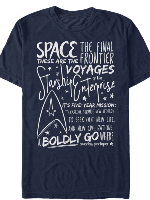 Men's Star Trek 5-year Mission Text T-shirt