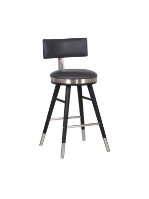 26" Grace Modern Faux Leather Barstool Gray - Armen Living