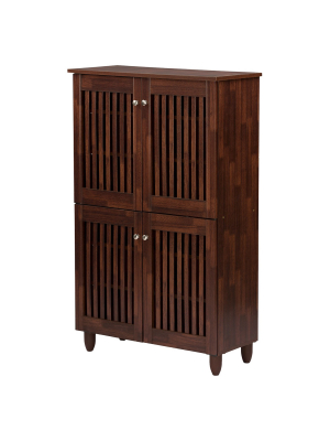 Fernanda Modern And Contemporary 4-door Wooden Entryway Shoes Storage Tall Cabinet - Oak Brown - Baxton Studio