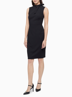 Bow Neck Sleeveless Sheath Dress