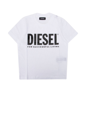 Diesel Kids Logo Print Crewneck T-shirt
