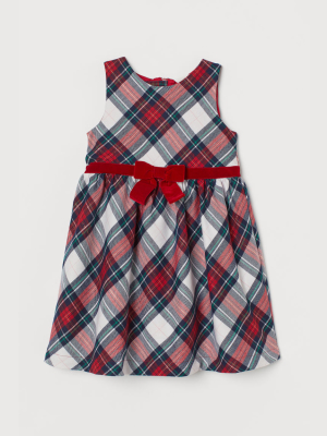 Bow-detail Plaid Dress