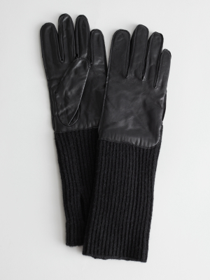 Leather Long Cuff Gloves