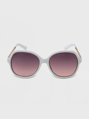 Women's Butterfly Oversized Metalsunglasses - A New Day™ White