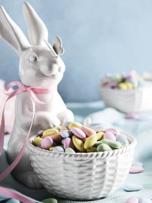 Sculptural Bunny Bowl With Butterfly