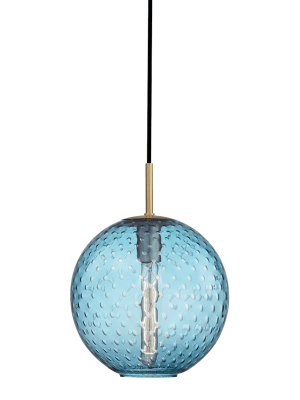 Rousseau 1 Light Pendant-blue Glass Aged Brass