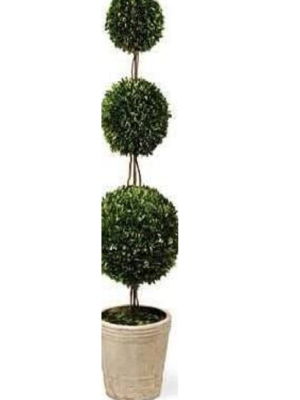 Northlight 60" Triple Sphere Artificial Boxwood Topiary Potted Plant