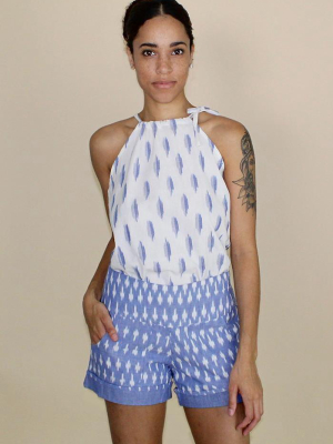 Light Blue Ikat Shorts