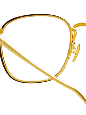 Hendrik Oval Optical Frame In Yellow Gold And Tortoiseshell