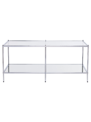 Benton Glam Mirrored Cocktail Table - Chrome - Aiden Lane