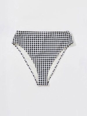 Gingham High-rise Bikini Bottoms