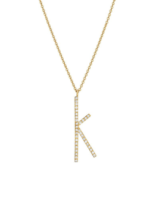 Type Letter "k" Diamond Pendant Necklace