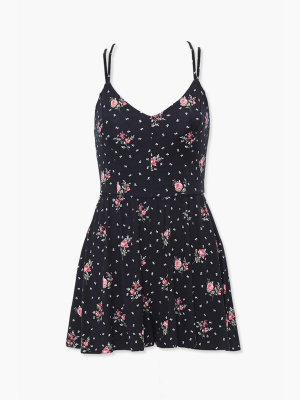 Strappy Floral Print Romper