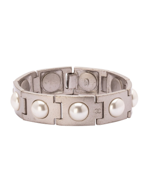 Chanel Silver Pearl Link Bracelet