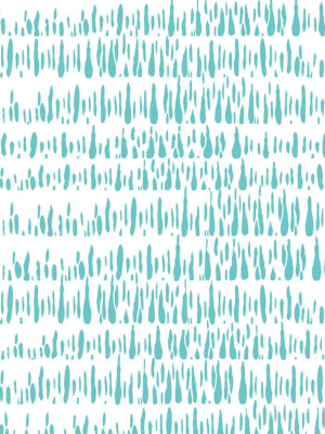 Brush Marks Wallpaper In Teal And White From The Living With Art Collection By Seabrook Wallcoverings