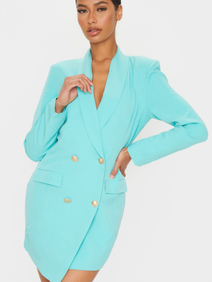 Turquoise Gold Button Blazer Dress