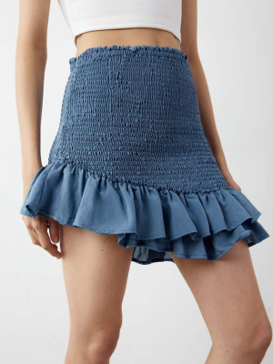 Jazmine Steelblue Ruffle Asymmetrical Skirt