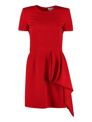 Alexander Mcqueen Short-sleeved Draped Mini Dress