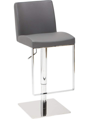 Matteo Leather Bar Stool, Grey