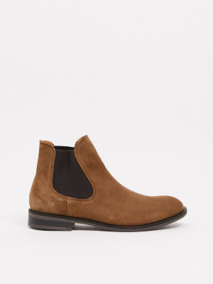 Selected Homme Suede Chelsea Boot In Tan