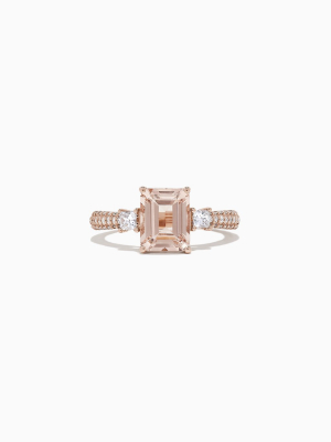 Effy Blush 14k Rose Gold Morganite And Diamond Ring, 2.59 Tcw