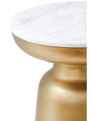 Signy Drum Accent Table With Marble Top