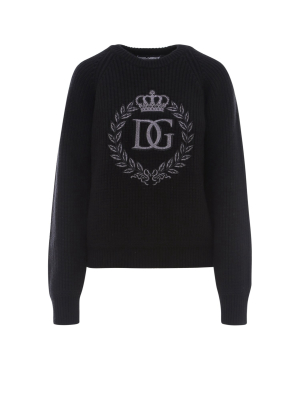 Dolce & Gabbana Logo Embroidered Ribbed Sweater