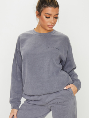 Prettylittlething Charcoal Sports Sweater