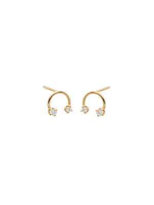 14k Open Circle Two Prong Diamond Studs