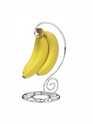 Home Basics Chrome Plated Steel Scroll Collection Banana Holder