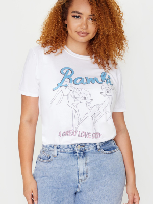 Plus White Disney Bambi Printed T Shirt