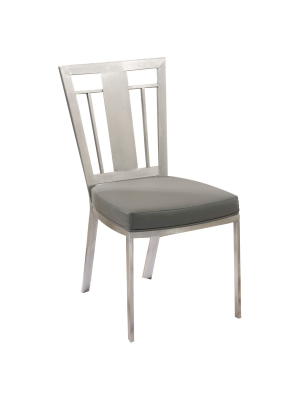 Set Of 2 Cleo Contemporary Dining Chair - Gray And Stainless Steel - Armen Living