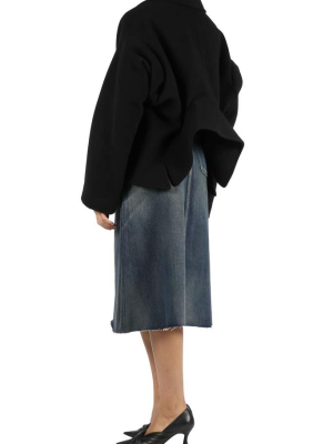 Balenciaga Front Kick A-line Denim Skirt