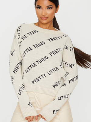 Prettylittlething Light Camel Knitted Sweater