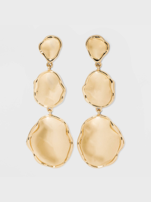 Hammered Metal Round Drop Earrings - A New Day™ Gold