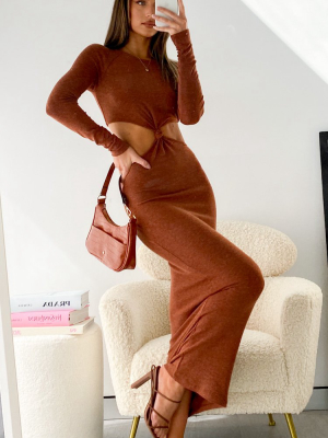 Say My Name Midi Dress Brown