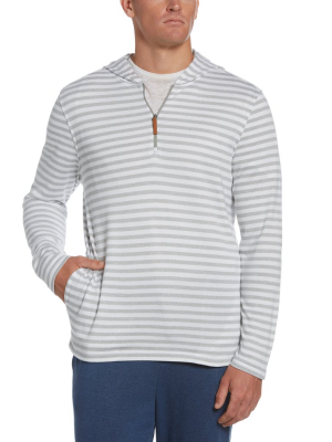 1/4 Zip Striped Knit Hoodie