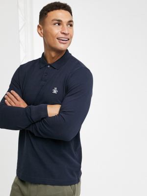 Original Penguin Long Sleeve Polo In Navy With Small Logo