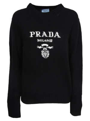 Prada Logo Intarsia Knit Sweater